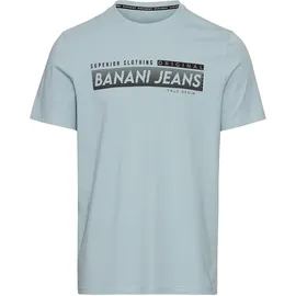 Bruno Banani T-Shirt BRUNO BANANI, Herren, Gr. L (52/54), blau (blau grau), Single Jersey, Obermaterial: 100% Baumwolle, bedruckt, slim fit, Rundhals, Shirts T-Shirt, in schmaler Passform