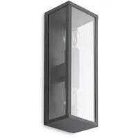 LINDBY Peldar Außenwandleuchte, klar, 2-flg., 38cm, Metall