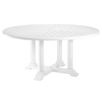 Casa Padrino Esstisch Luxus Esstisch Weiß Ø 160 x H. 75 cm - Runder Küchentisch aus hochwertigen strapazierbarem Aluminium - Gartentisch
