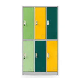 Jan Nowak Schließfachschrank Stahlblech 150 cm x 90 cm x 45 cm Mehrfarbig 6 Fächer abschließbar