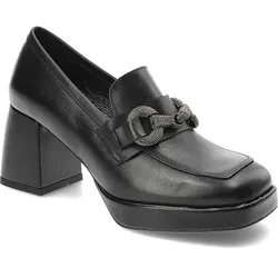 Schwarze Halbschuhe Karino Elegante Damen Lederschuhe Mit Absatz, 37