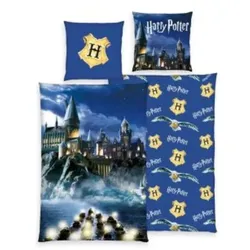 Harry Potter 4474455050 - Bettwäsche blau, 80x80 cm + 135x200 cm, 100% Baumwolle