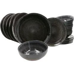 18tlg. Tellerset Zakynthos Reactive Glaze Schwarz- 24327312