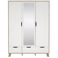 VCM Ikast Kleiderschrank 201x148x58cm, 2 Türen, 1 Spiegeltür, 2