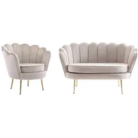 Couchgarnitur Muschel 2+1 - Samt - Graubraun - DANDELION