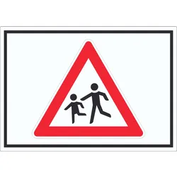 Achtung Kinder Symbol Aufkleber A9 (37x52mm)