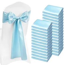 Vevor Satin-Stuhlschärpen mit Schleifen 275 cm x 17 cm 100 St. Blau