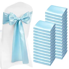 Vevor Satin-Stuhlschärpen mit Schleifen 275 cm x 17 cm 100 St. Blau