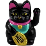 Freak Scene Glückskatze Mini Maneki-Neko klassisch schwarz Solar 5cm Winkekatze Lucky cat