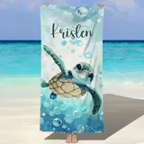 MJARTORIA Personalisiert Strandtuch Microfaser Badetuch mit Namen Kinder Damen, Beach Towel Handtuch Badetuch Stranddecke Schnelltrocknend für Reise Schwimmen Sauna Yoga Fitness 60x120cm Mikrofaser