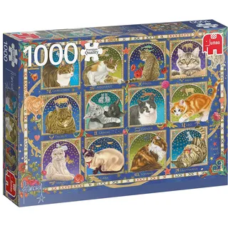 Jumbo Spiele - Horoskop-Katzen-1000 Teile Cat (Tier) Puzzle-Spiel, 18853, Mehrfarbig