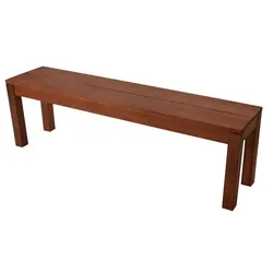 3er Sitzbank Kristiansand - 150 x 34 x 45 cm (B x T x H) - 3-Sitzer aus geöltem Eukalyptusholz (FSC-zertifiziert) - rotbraune Gartenbank ohne Lehne