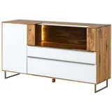 MASSIVMOEBEL24.DE Sideboard 160 x 87 x 43 cm Wildeiche geölt / Weiß