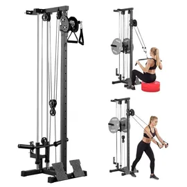 Vevor Latzugstation, 3-in-1 Latzugturm zur Wandmontage, Kraftstation bis ca. 227 kg mit Latzugstange Seilzug, Krafttraining für Rücken Arme Schultern Bauch, Latzugmaschine für Fitnesscenter Zuhause