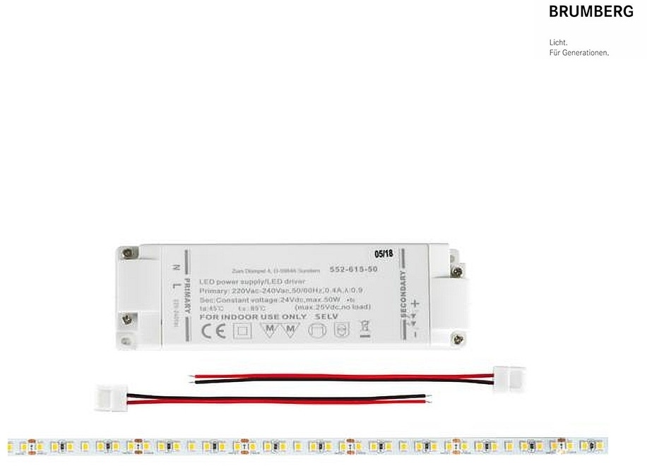 Brumberg LED QualityFlex® BB Flexband Set, IP00, 9.6W/m 4000K 120°, 500cm + 50W LED Treiber + 2 Kabel BRUM-15292004
