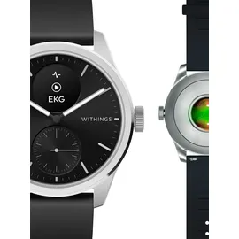 Withings Scanwatch 2 42 mm schwarz, Sport Fluorelastomer-Armband schwarz/silber