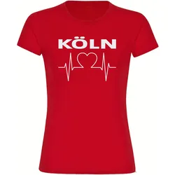 multifanshop Damen T-Shirt - Köln - Herzschlag - Druck weiß - Frauen