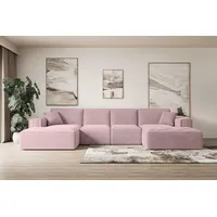 ALTDECOR Ecksofa mit Schlaffunktion und Bettkasten Corner Sofa Eckcouch Couch U-Form universal, links/rechts angeordnet Schlafcouch Ausziehbar Wohn... - Rosa
