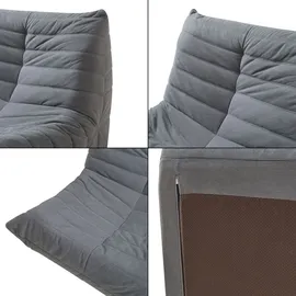 [en.casa] Bodensessel Kodsø Cord 90 x 75 x 100 cm Grau mit Hocker