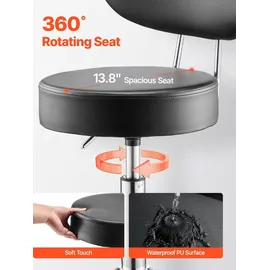 Vevor Arbeitshocker Kunstleder 74-90 cm schwarz höhenverstellbar