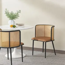 [en.casa] Esszimmerstuhl Flen Kunstleder Braun/Schwarz 2er Set