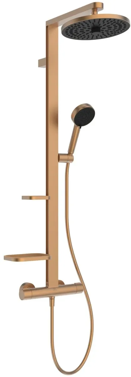 Ideal Standard Duschsystem CerathermAlu+ mit Brausethermostat 2 Ablagen,2-fach-Handbrause und 2F-Kop BD583BR