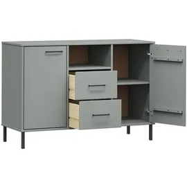 vidaXL Sideboard OSLO mit Metallbeinen Grau 113x40x77 cm Massivholz