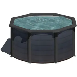 Gre Kea Rundbecken-Set mit (graphitoptik), H:120cm Ø:240cm, Schwimmbecken, 4-tlg., Stahlwandpool, in verschiedenen Größen