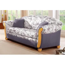 Home Affaire "Milano, Schlafsofa im Landhaus-Stil, bequem, Liegefläche 188/124cm", lila (flieder, flieder geblümt), B:174cm H:87cm T:88cm, Chenille (70% Polyacryl, 30% Polyester) auf Korpus und Zierkissen, Sitz und Rücken im Blumenmuster »Paradise« (100%