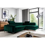 Fun Möbel Ecksofa Schlafsofa Sofa AGNESA Stoff Salvador Dunkelgrün Ottomane Rechts
