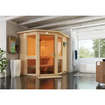 Karibu Amelia inkl. 9 kW Bio-Kombiofen + int. Steuerung + Dachkranz