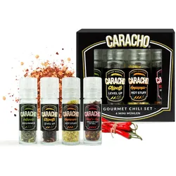 CARACHO Chili Mühlen Set, 4 Mini Mühlen im Geschenkset