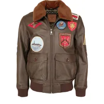 Top Gun Lederjacke 20201007 Dunkelbraun M