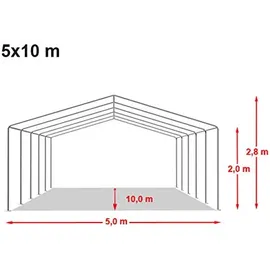 TOOLPORT Partyzelt 5 x 10 m grau/weiß