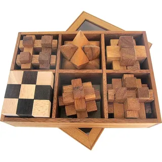 Logoplay Holzspiele Knobelspiele im Set – 6 Holzpuzzles in Geschenkbox