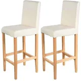 Mendler 2er-Set Barhocker Vicenza, Barstuhl Tresenhocker, Holz+LEDER ~ creme, helle Beine