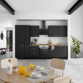 Nobilia Küchenleerblock Touch, Schwarz, Eiche, Metall, 3 Schubladen, nur wie online abgebildet bestellbar, 330 cm, Blauer Engel, Pefc, Goldenes M, Made in Germany, DGM-Klimapakt, seitenverkehrt erhältlich, vormontierter Korpus, Küchen, Küchenzeilen ,