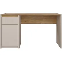 Forte Schreibtisch "Oak Squere", mauvella eiche, sand, sand, mauvella eiche, B:130cm H:72cm T:51,7cm, Tische, Schreibtisch, B/H/T 130/72/51,7cm, Soft Close, Vollauszug
