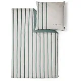 Bugatti Bettwäsche 135x200 cm - 100% Baumwolle, Reißverschluss, anschmiegsam, weich & waschbar, Satinbettwäsche grün gestreift