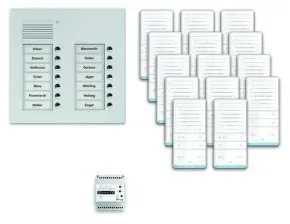 TCS PAUF142/001 audio:pack UP für 14 Wohneinheiten, mit Außenstation PUK 14 Klingeltasten 2-spaltig + 14x Freisprecher ISW6031 + Steuergerät BVS20