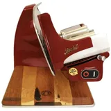 Berkel Aufschnittmaschine Schneidemaschine Home Line 250 Plus rot – Neues Modell + 100% handgefertigtes Schneidebrett