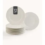 Home4You Dessertteller 12er Set, Ø 20 cm - Weiß - spülmaschinenfest