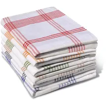 Home Linge Passion Küchentücher, 100% Baumwolle, 6 Stück, Größe 50 x 70 cm (Panachage blau, gelb, grün, rot, beige, schwarz)