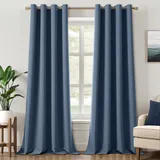 MIULEE Verdunklungsvorhänge Thermo Modern Ösen 2er Set 140x260cm Stahlblau