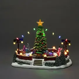 Konstsmide LED-Weihnachtsdorf Dorfplatz mit Musik (Bunt, 31,5 x 19 x 21 cm, LED, Batteriebetrieben)