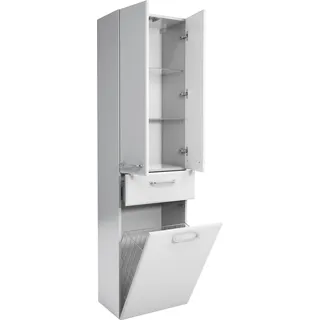 Saphir »Quickset Badschrank 50 cm breit, 2 Türen, 1 Schublade, 1 Wäschekippe«, Badezimmer-Hochschrank inkl. Türdämpfer, Griffe in Chrom glänzend