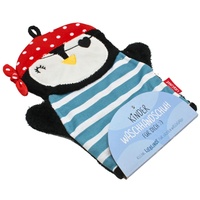 Dekohelden24 Waschlappen/Kinder-Waschhandschuh mit Schlaufe, Motiv: Pinguin, 100% Baumwolle, Größe