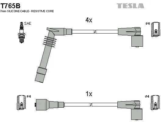 Tesla Zündleitungssatz t765b für Opel