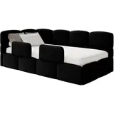 Selsey Cloudy – Kinderbett 120x200, Kopfteil links, Matratze & Bettkasten, Samt Schwarz