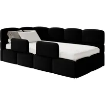 Selsey Cloudy – Kinderbett 120x200, Kopfteil links, Matratze & Bettkasten, Samt Schwarz